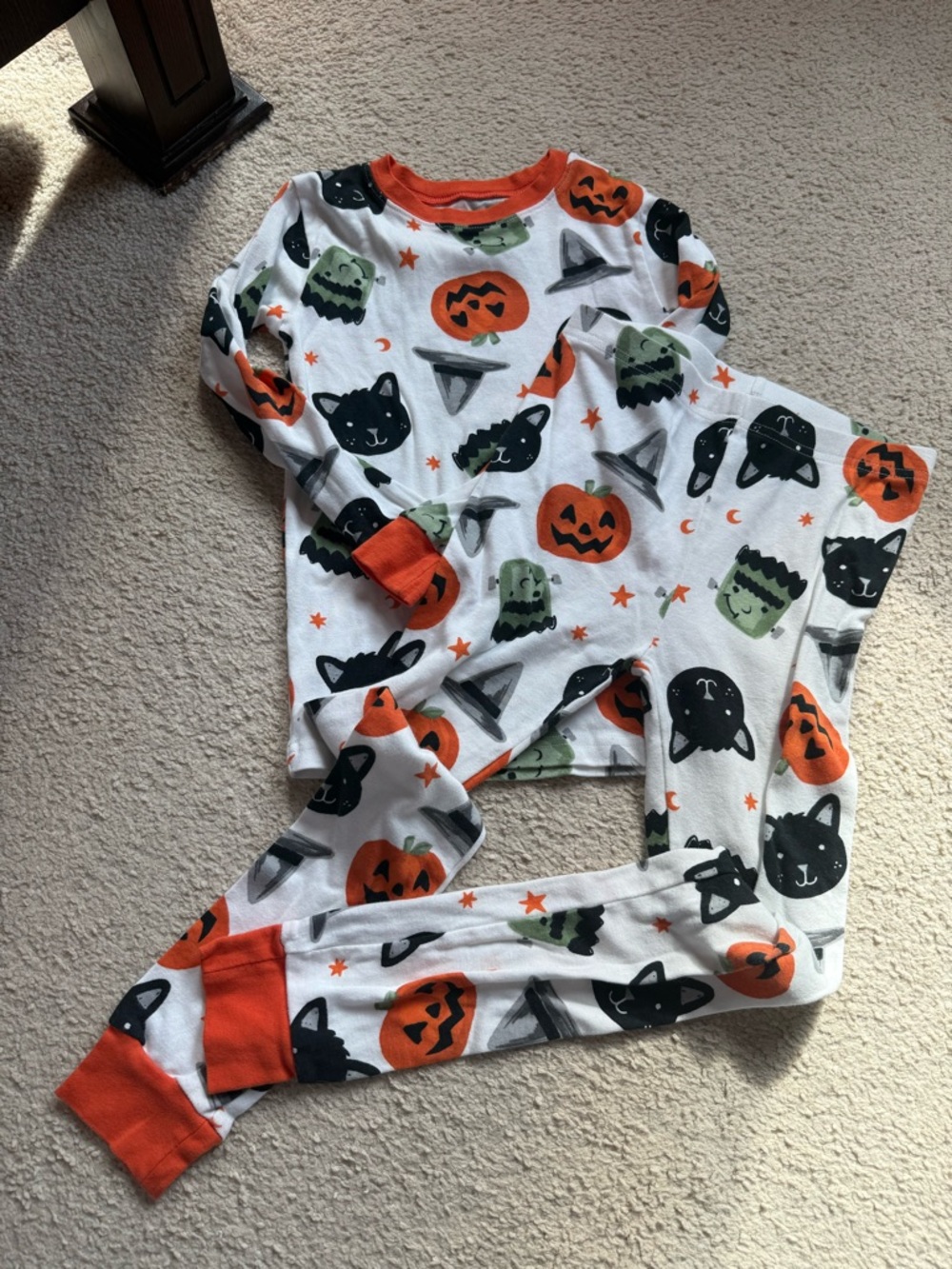 Carter's White Halloween Pajama Set with Orange & Black Accents